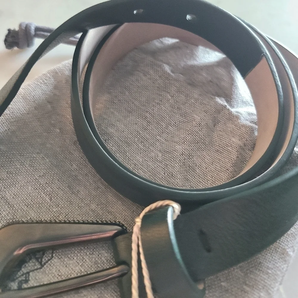 Brunello Cucinelli Leather Belt, Size Medium, Green, NWT